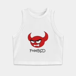 Женская укороченная майка-топ хлопок FreeBSD демон