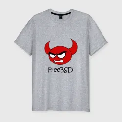 Мужская футболка хлопок Slim FreeBSD демон