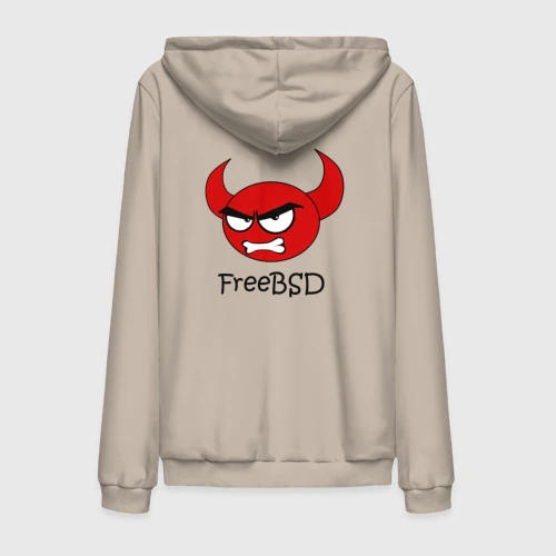 Мужская толстовка на молнии хлопок FreeBSD демон