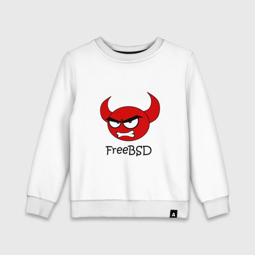 Детский свитшот хлопок FreeBSD демон, цвет белый