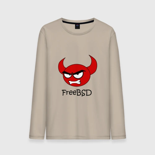 Мужской лонгслив хлопок FreeBSD демон