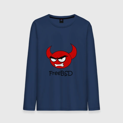 Мужской лонгслив хлопок FreeBSD демон