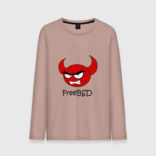 Мужской лонгслив хлопок FreeBSD демон