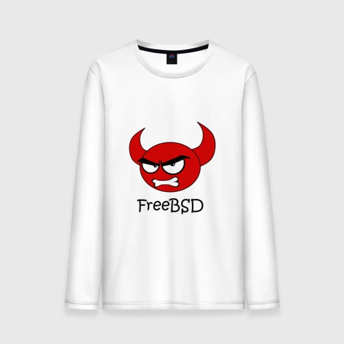 Мужской лонгслив хлопок FreeBSD демон