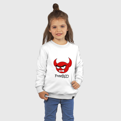 Детский свитшот хлопок FreeBSD демон, цвет белый - фото 3