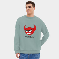 Мужской свитшот oversize без начеса хлопок FreeBSD демон - фото 2