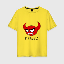 Женская футболка хлопок Oversize FreeBSD демон