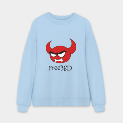 Мужской свитшот oversize без начеса хлопок FreeBSD демон