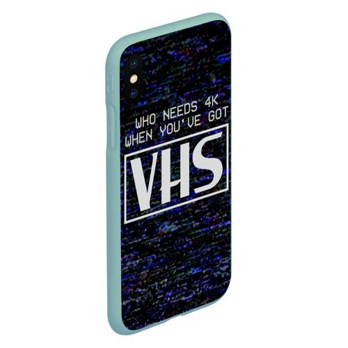 Чехол для iPhone XS Max матовый 4K VHS ретро, цвет мятный - фото 3