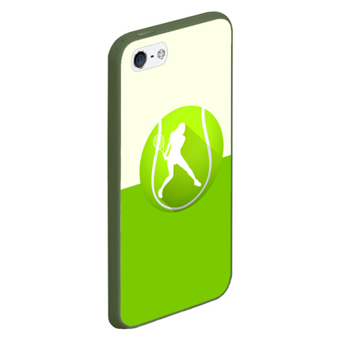 Чехол для iPhone 5/5S матовый Теннис, цвет темно-зеленый - фото 3