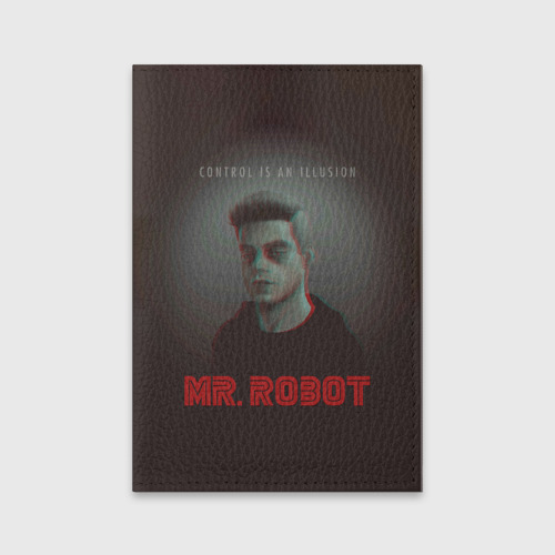 Обложка для паспорта матовая кожа Mr Robot, цвет черный