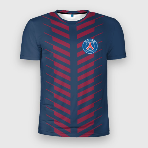 Мужская футболка 3D Slim PSG logo original uniform ПСЖ форма