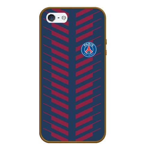 Чехол для iPhone 5/5S матовый PSG logo original uniform ПСЖ форма, цвет коричневый