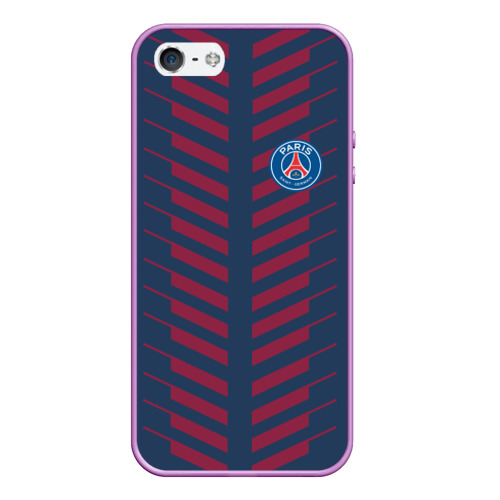 Чехол для iPhone 5/5S матовый PSG logo original uniform ПСЖ форма, цвет сиреневый