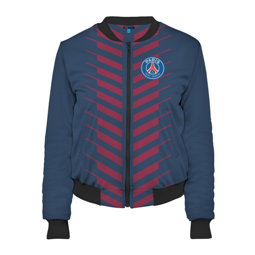 Женский бомбер 3D PSG logo original uniform ПСЖ форма, цвет черный