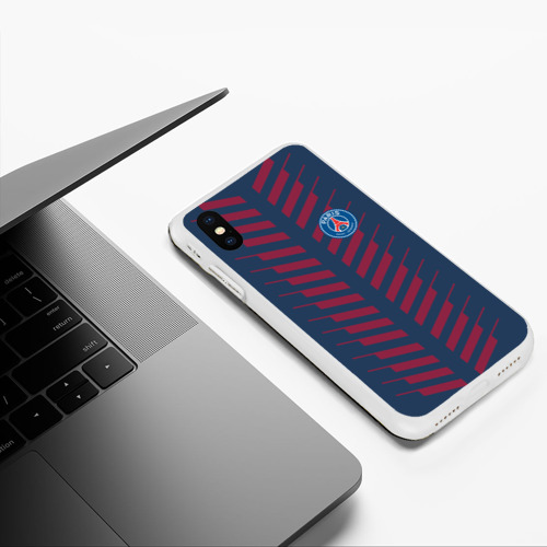 Чехол для iPhone XS Max матовый PSG logo original uniform ПСЖ форма, цвет белый - фото 5