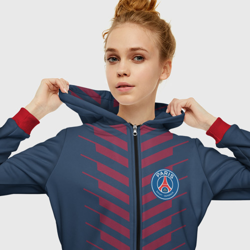 Женская толстовка 3D на молнии PSG logo original uniform ПСЖ форма, цвет красный - фото 5