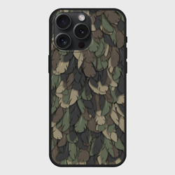 Чехол силиконовый для Apple iPhone 15 Pro Мax матовый Камуфляж с перьями