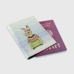 Обложка для паспорта матовая кожа Кролик хипстер - фото 2