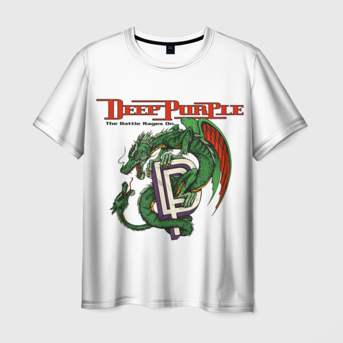 Мужская футболка с принтом Deep Purple - green dragon, вид спереди №1