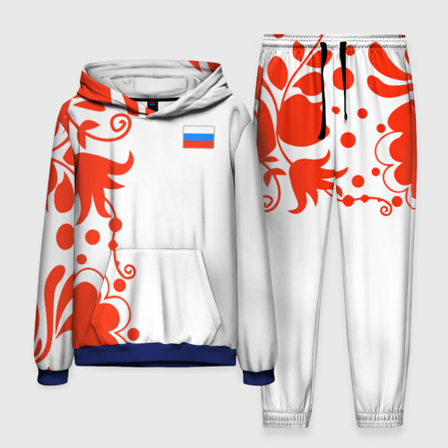 Мужской костюм с толстовкой 3D Russia - White Collection 2018, цвет синий