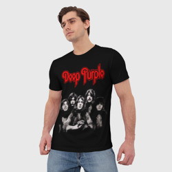 Футболка с принтом Deep Purple - rock band для женщины, вид на модели спереди №2. Цвет основы: белый