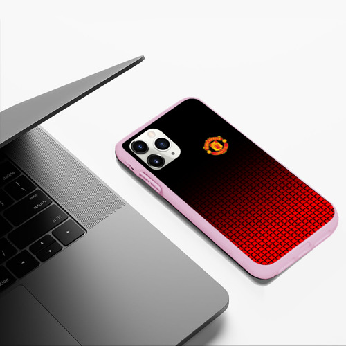 Чехол для iPhone 11 Pro Max матовый Манчестер Юнайтед FCMU Manchester united, цвет розовый - фото 5