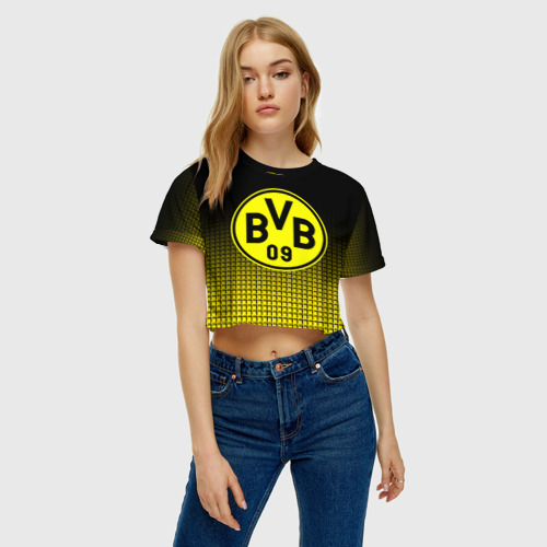 Женская футболка Crop-top 3D FC Borussia 2018 Original #1, цвет 3D печать - фото 4