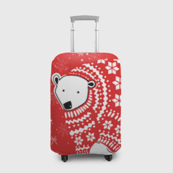 Чехол для чемодана 3D Белый медведь в свитере