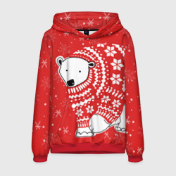 Мужская толстовка 3D Белый медведь в свитере