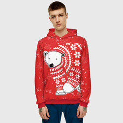 Мужская толстовка 3D Белый медведь в свитере - фото 2