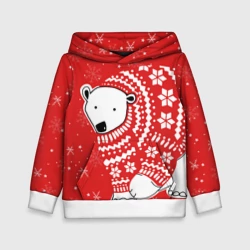 Детская толстовка 3D Белый медведь в свитере