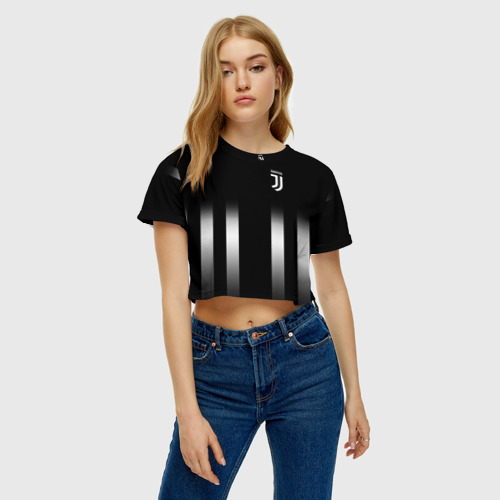 Женская футболка Crop-top 3D Juventus 2018 Line, цвет 3D печать - фото 3