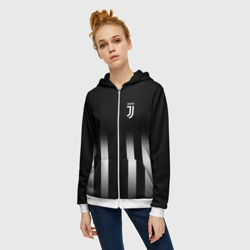 Женская толстовка 3D на молнии Juventus 2018 Line, цвет белый - фото 3