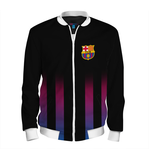 Мужской бомбер 3D FC Barcelona Color Line, цвет белый