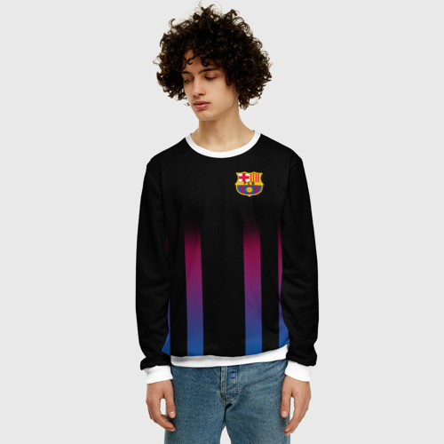 Мужской свитшот 3D FC Barcelona Color Line, цвет белый - фото 3