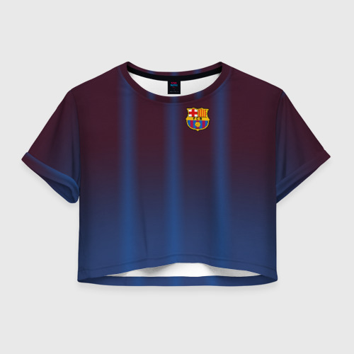 Женская футболка Crop-top 3D FC Barcelona Gradient, цвет 3D печать