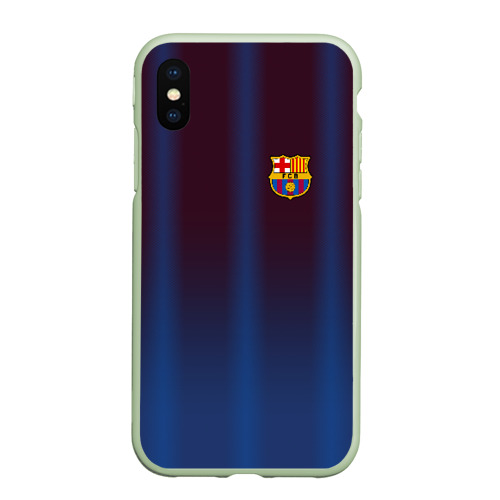 Чехол для iPhone XS Max матовый FC Barcelona Gradient, цвет салатовый