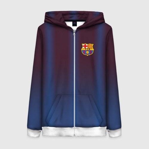 Женская толстовка 3D на молнии FC Barcelona Gradient, цвет белый