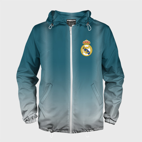 Мужская ветровка 3D Real Madrid 2018 Gradient, цвет белый