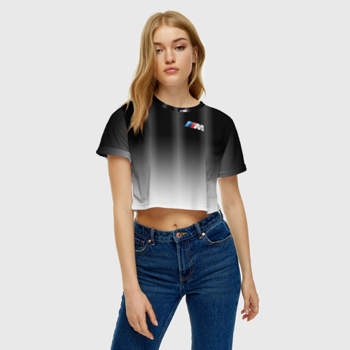 Женская футболка Crop-top 3D BMW 2018 Black Gradient, цвет 3D печать - фото 3