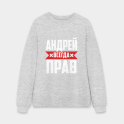 Мужской свитшот oversize без начеса хлопок Андрей всегда прав