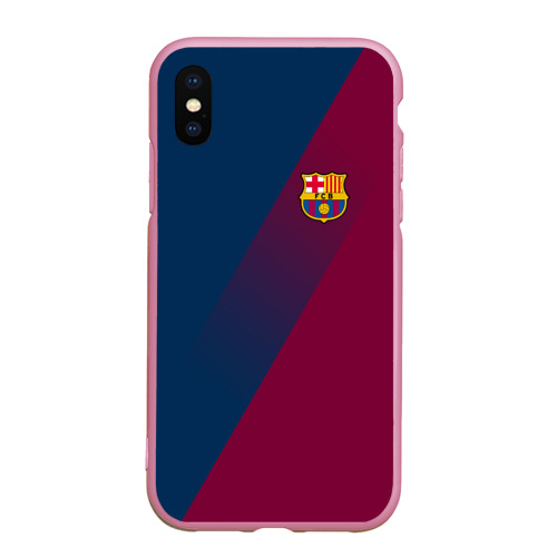 Чехол для iPhone XS Max матовый FC Barcelona Barca ФК Барселона, цвет розовый