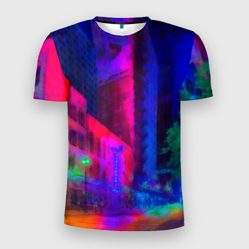 Мужская футболка 3D Slim Neon city, цвет 3D печать