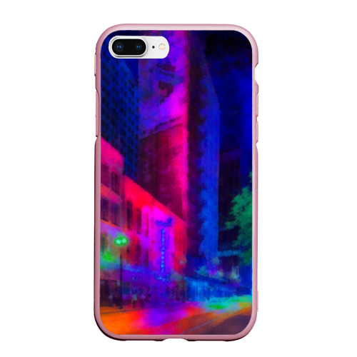 Чехол для iPhone 7Plus/8 Plus матовый Neon city, цвет розовый