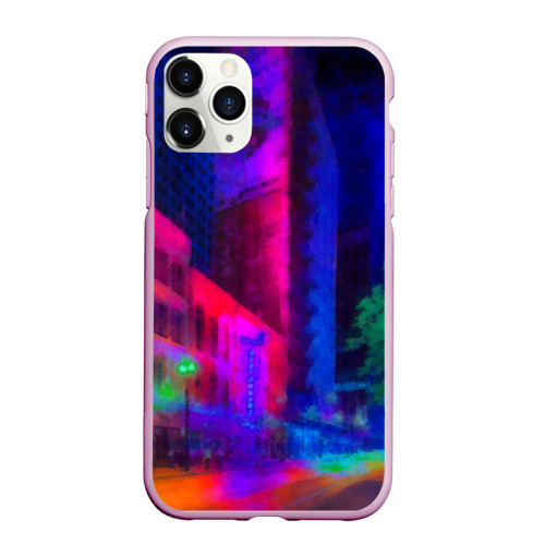 Чехол для iPhone 11 Pro матовый Neon city, цвет розовый