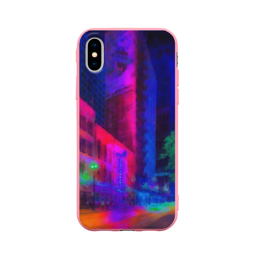 Чехол для iPhone X матовый Neon city