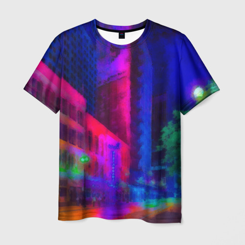 Мужская футболка 3D Neon city, цвет 3D печать