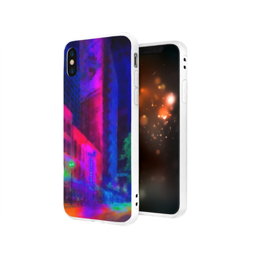Чехол для iPhone X матовый Neon city Фото 01 Чехол для iPhone X матовый Neon city Фото 01
