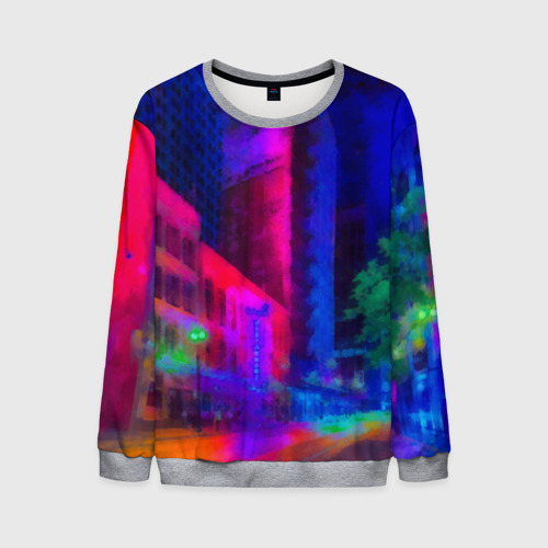 Мужской свитшот 3D Neon city Фото 01 Мужской свитшот 3D Neon city Фото 01
